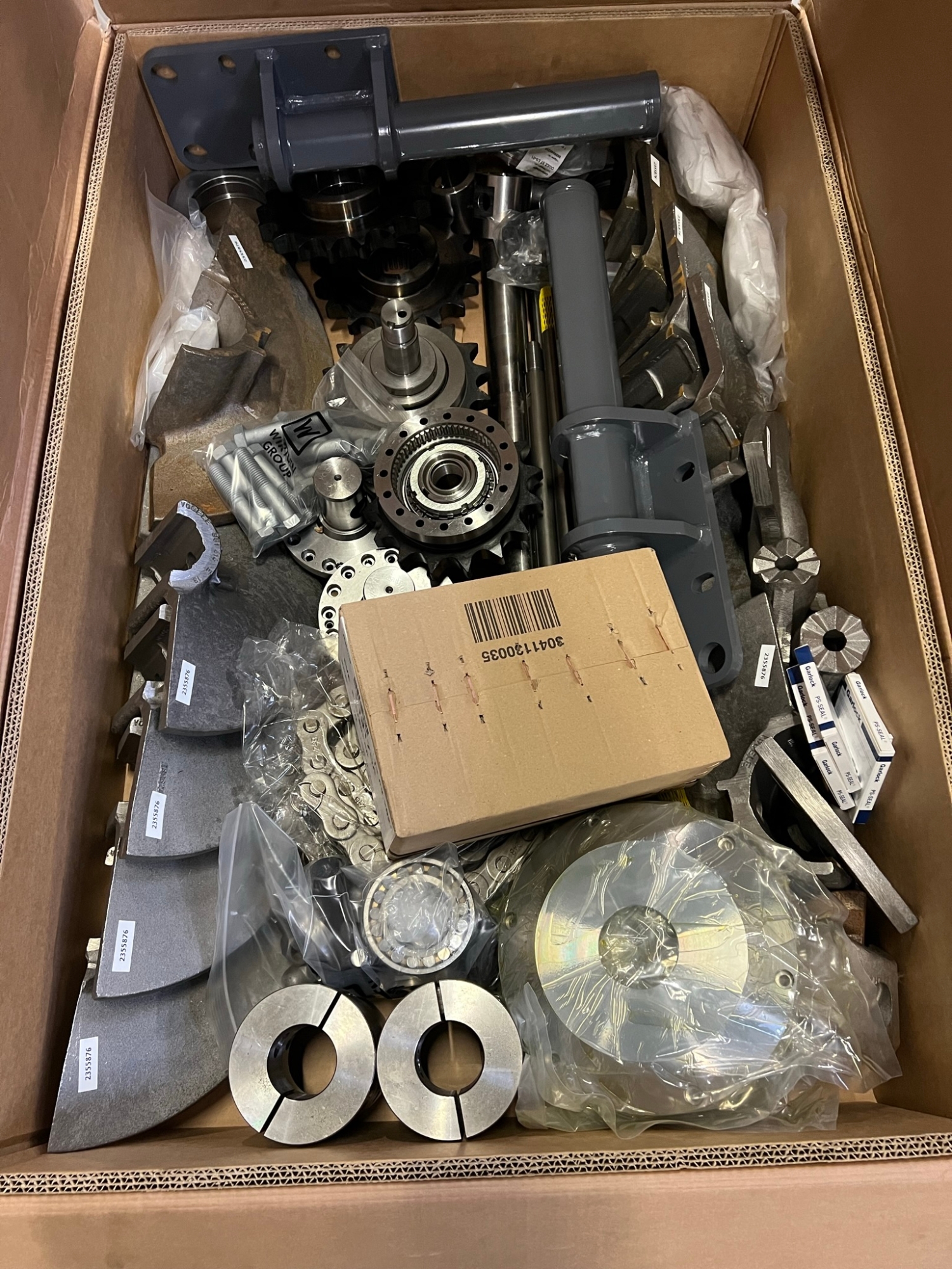 Assorted spare parts packed for delivery